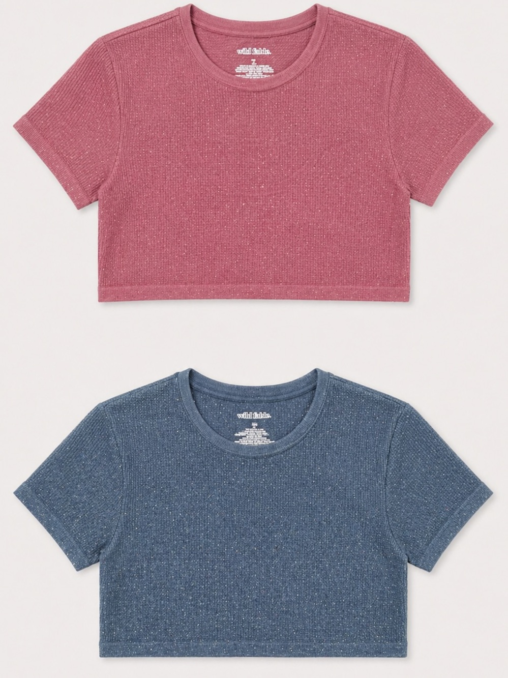 wild fable Short Sleeve Cropped Tee 2-Pack in Dusty Pink & Denim Blue